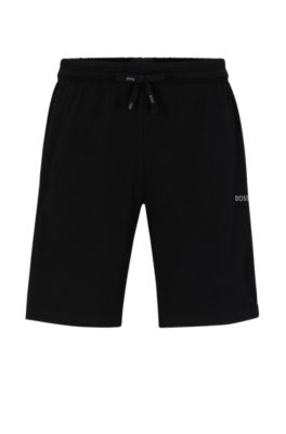 BOSS - Stretch-cotton shorts with contrast logo and drawcord