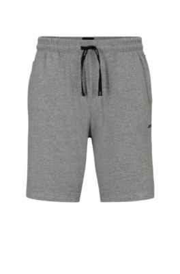 BOSS - Stretch-cotton shorts with logo and contrast drawcord