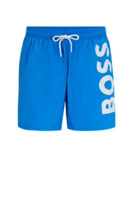 BOSS - Quick-dry swim shorts with large logo print