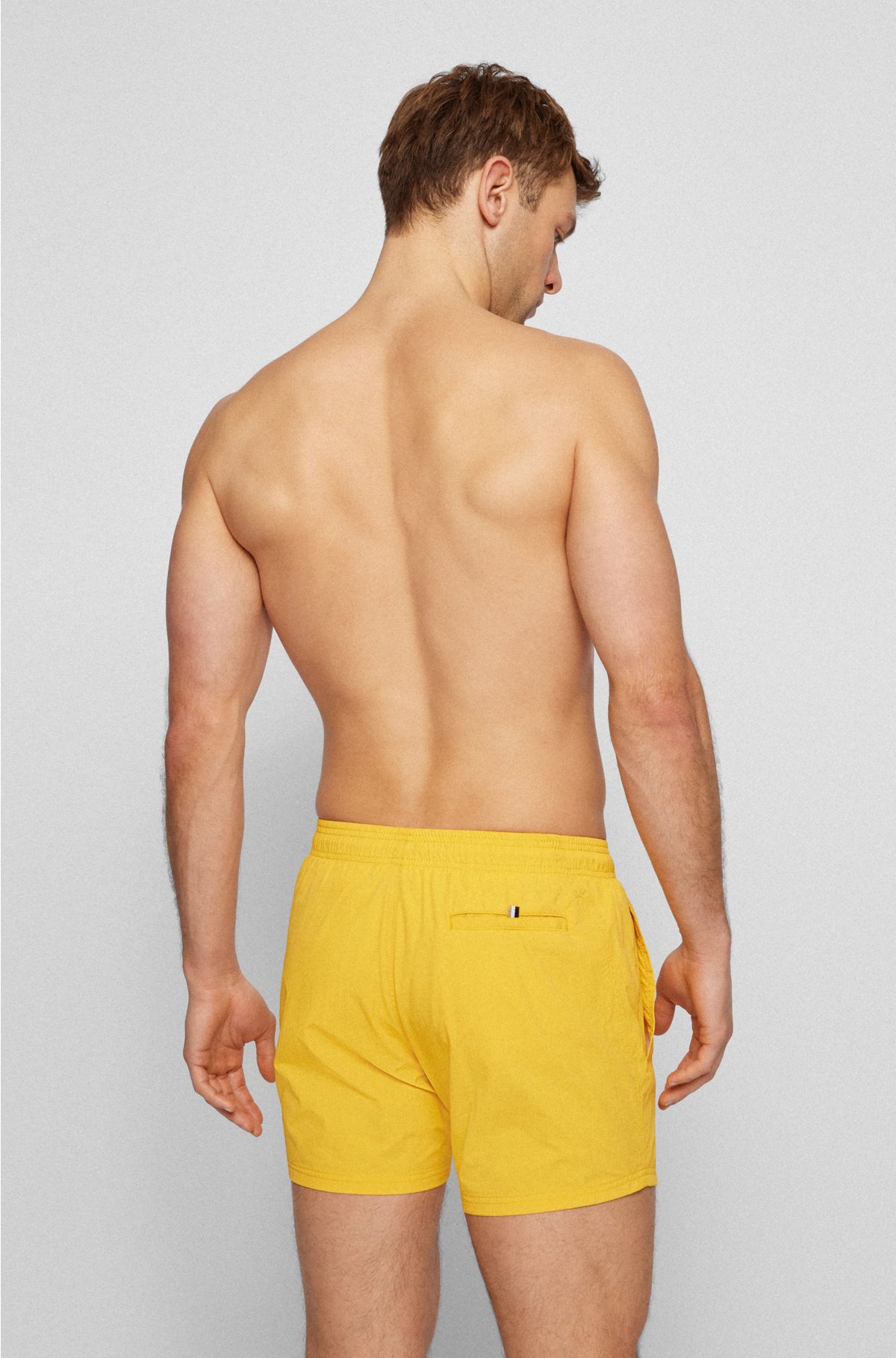 Quick-dry swim shorts with large logo print