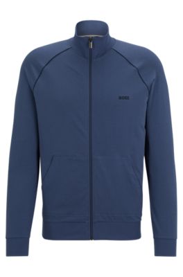 BOSS - Zip-up loungewear jacket in stretch cotton with logo