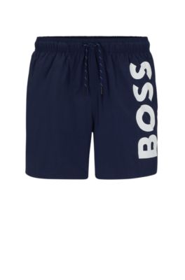 BOSS - Quick-drying swim shorts with contrast logo