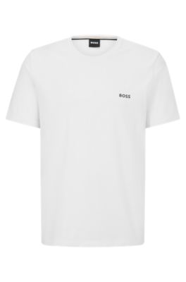 BOSS - Loungewear T-shirt in stretch cotton with contrast logo