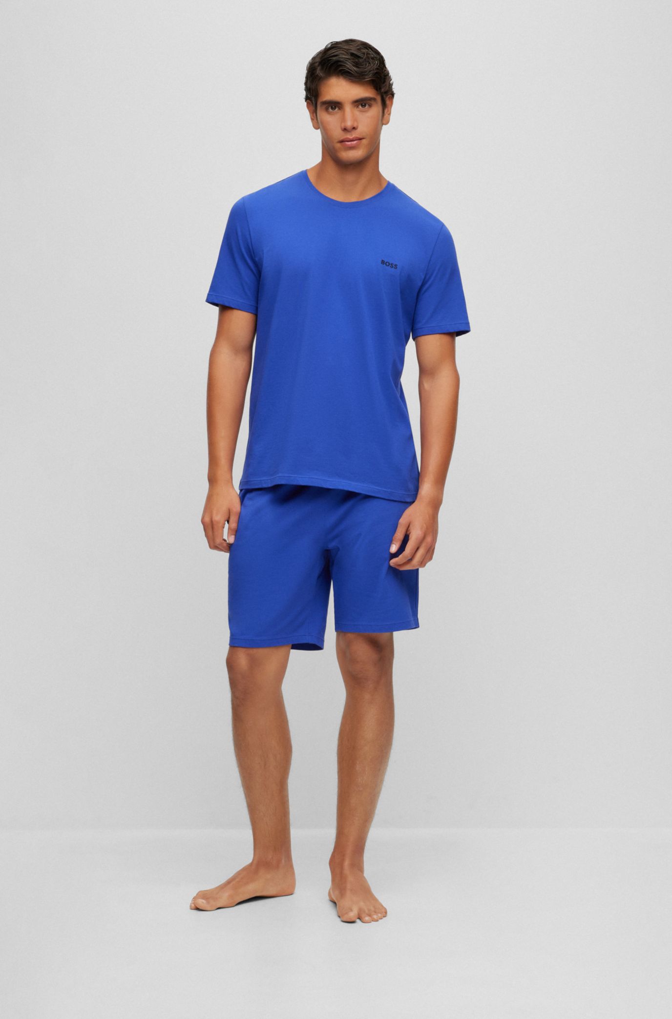 BOSS Loungewear T shirt in stretch cotton with contrast logo