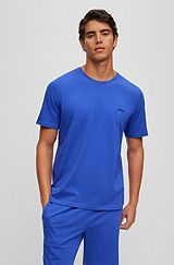 T-shirt d’intérieur en coton stretch à logo contrastant, Bleu