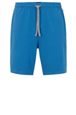 Shop Hugo Boss Stretch-cotton Shorts With Embroidered Logo In Blue