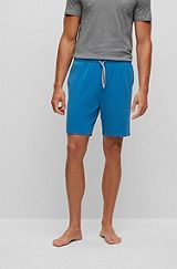 Stretch-cotton shorts with embroidered logo, Blue