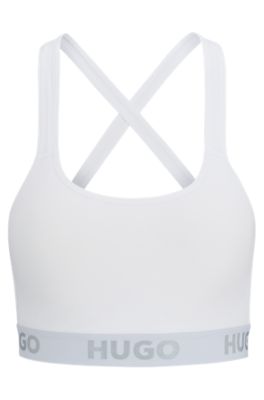 Logo-band bralette in stretch cotton, White