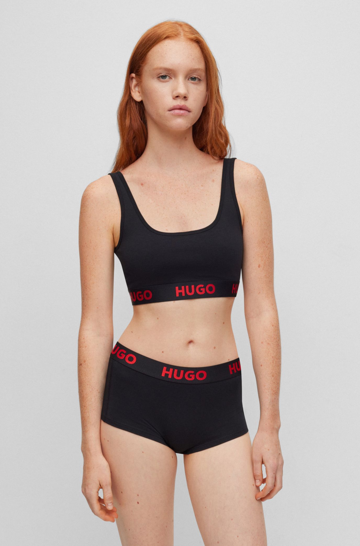 HUGO - Stretch-cotton with bralette logo band