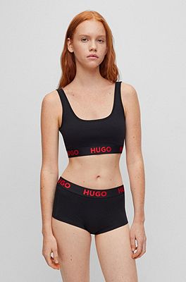 HUGO - Stretch-cotton briefs with label red logo