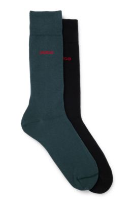 Hugo Boss Two-pack Of Socks In A Cotton Blend In Dark Green