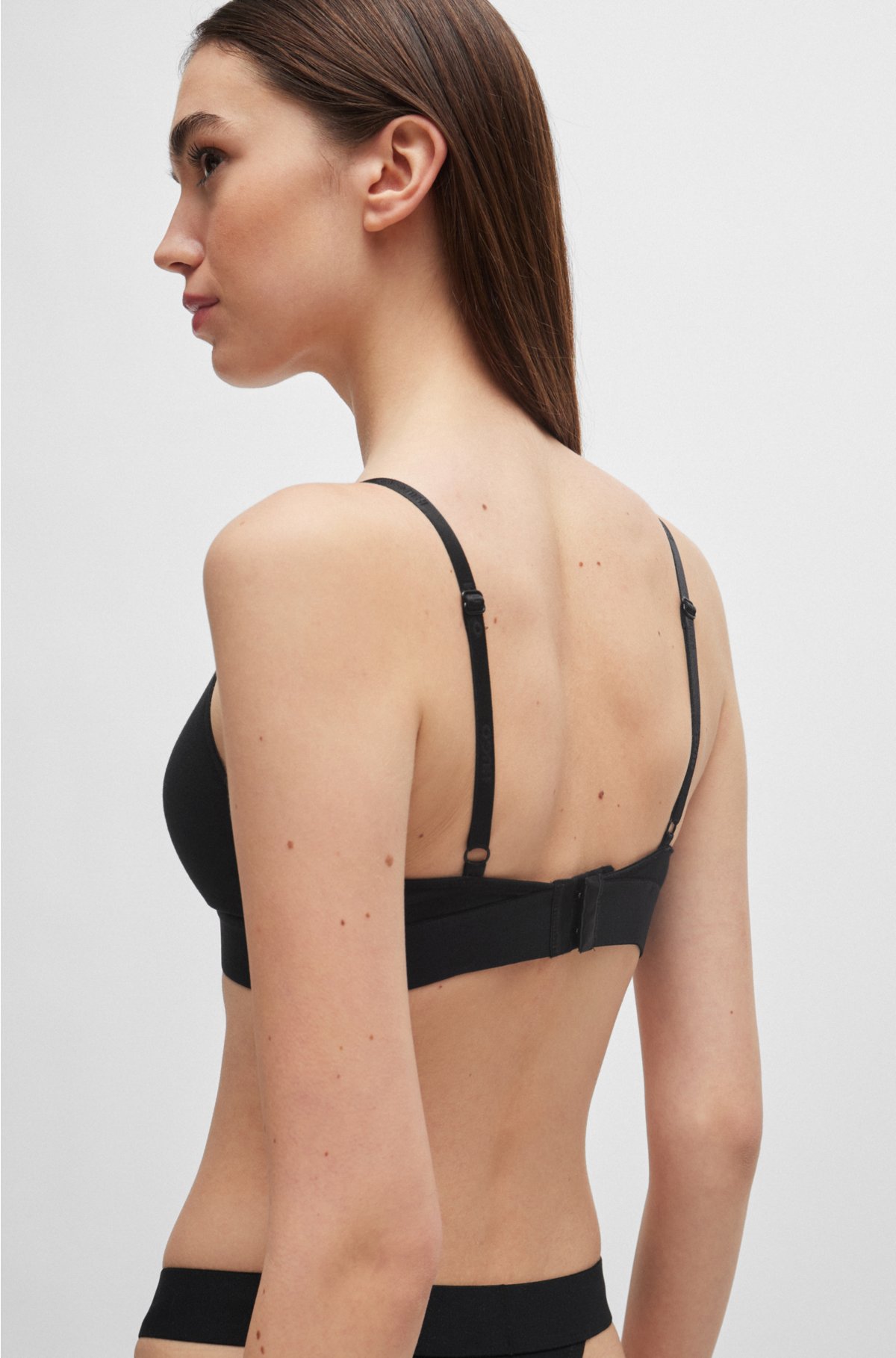 HUGO - Mixed-material underwired bra with foil logo