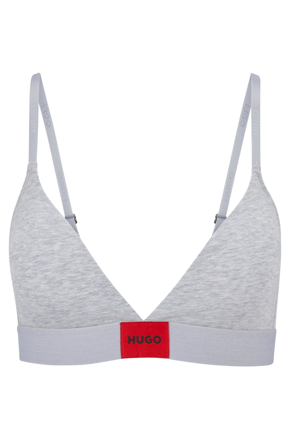 BOSS - Padded triangle bra with monogram pattern and adjustable straps