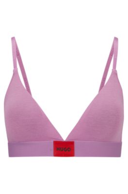 Hugo Boss Stretch-cotton Triangle Bra With Red Logo Label In Purple