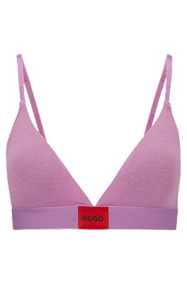 bra logo - red Stretch-cotton triangle label HUGO with