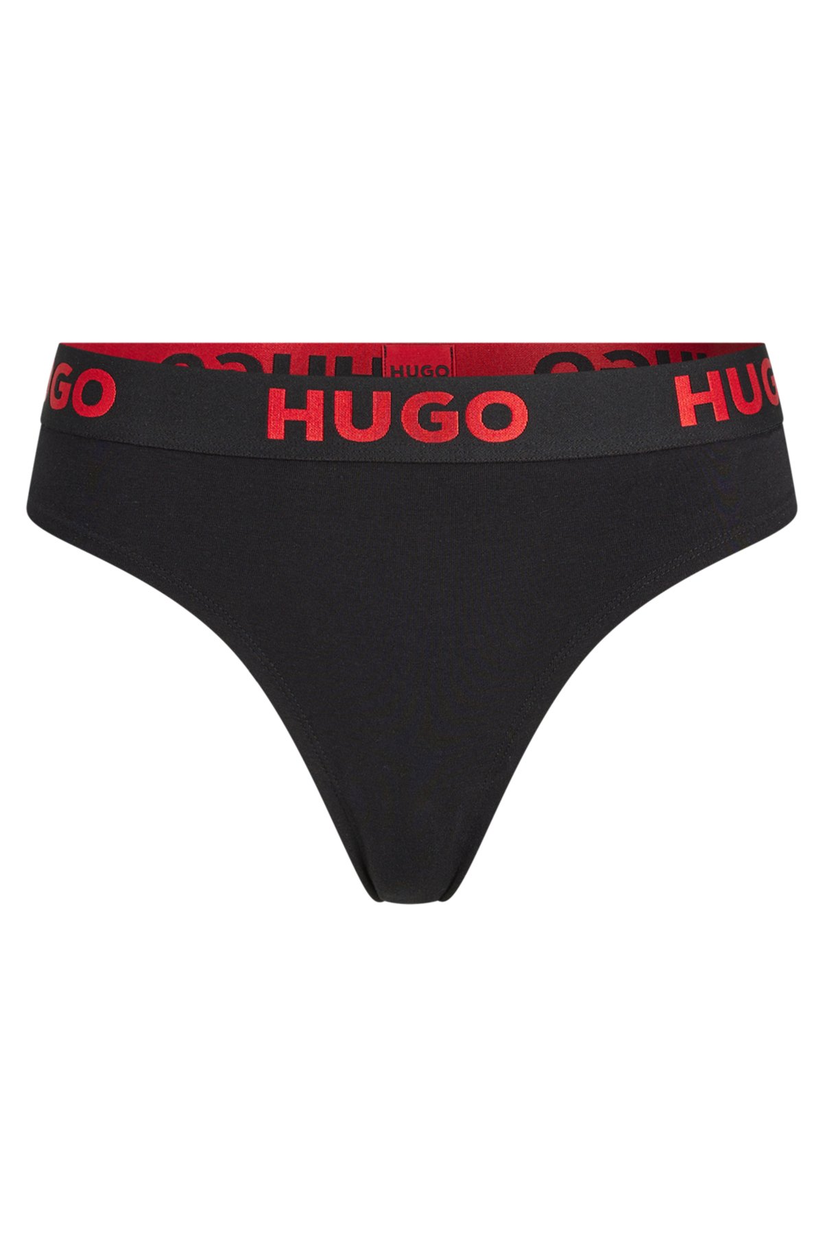 HUGO - Stretch-cotton waistband logo thong with