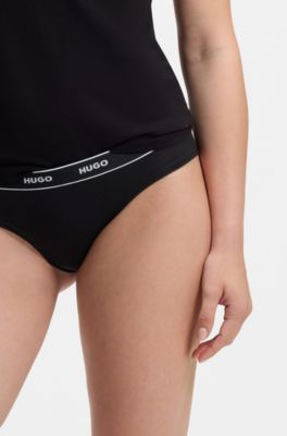 Lot de trois slips en coton stretch avec logo &agrave; la taille, Fantaisie
