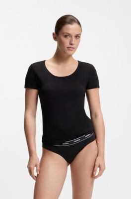 Lot de trois slips en coton stretch avec logo &agrave; la taille, Fantaisie