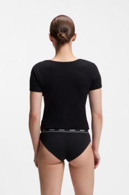 Lot de trois slips en coton stretch avec logo &agrave; la taille, Fantaisie