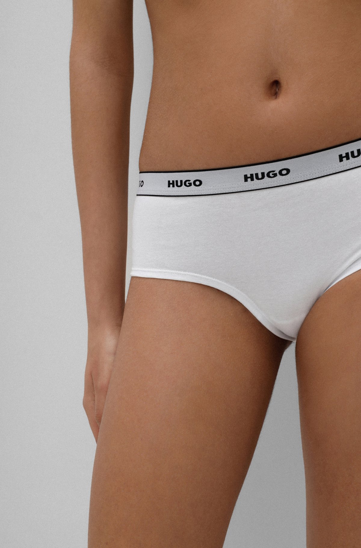 HUGO - Three-pack of hipster briefs with logo waistbands