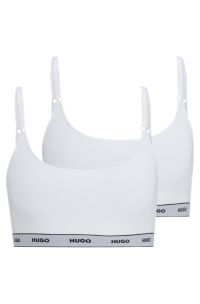 HUGO - Two-pack of stretch-cotton bralettes with branded bands