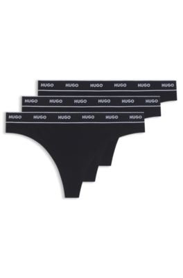 HUGO - Three-pack of stretch-cotton thong briefs with logos