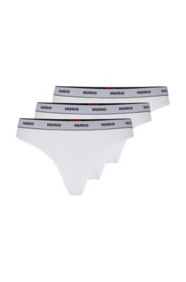 logos stretch-cotton of HUGO Three-pack with - thong briefs
