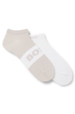 Two-pack of cotton-blend socks in an ankle length, Light Beige
