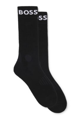 Lot de deux paires de chaussettes mi-mollet en maille stretch, Noir