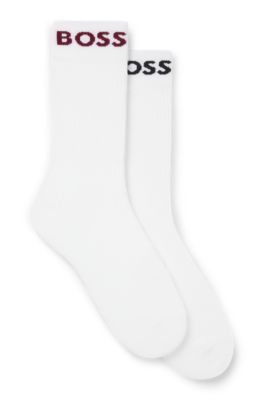 Lot de deux paires de chaussettes mi-mollet en maille stretch, Blanc
