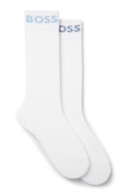 Paquete de dos pares de calcetines de tejido el&aacute;stico de largo normal, Marr&oacute;n oscuro