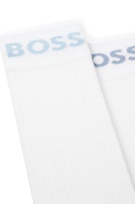 Two-pack of regular-length socks in stretch fabric, Dark Brown