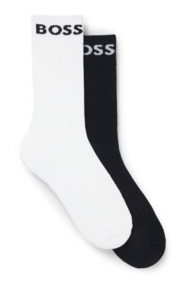 Hugo Boss Two-pack Of Quarter-length Socks In Stretch Fabric In Dark Blue
