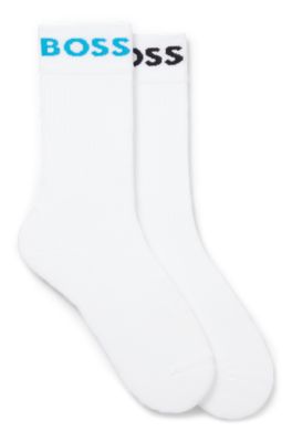 Two-pack of regular-length socks in stretch fabric, Turquoise