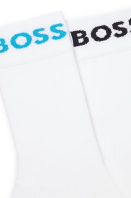 Two-pack of regular-length socks in stretch fabric, Turquoise