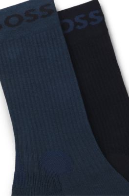 Paquete de dos pares de calcetines de tejido el&aacute;stico de largo normal, Celeste