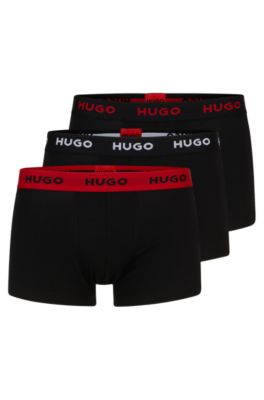 Hugo Boss Three-pack Of Logo-waistband Trunks In Stretch Cotton In Dark Grey