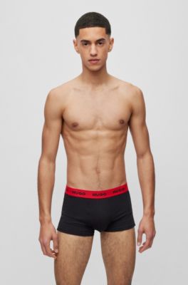 HUGO - Three-pack of logo-waistband trunks in stretch cotton