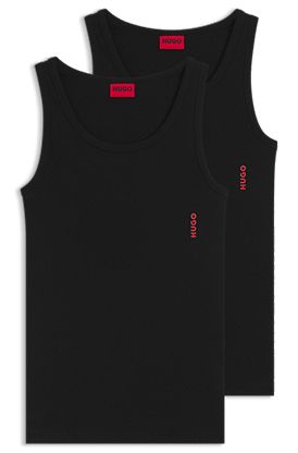 Two-pack of stretch-cotton tank tops with logo print