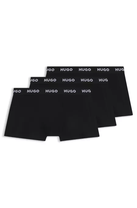 Three-pack of stretch-cotton trunks with logo waistbands