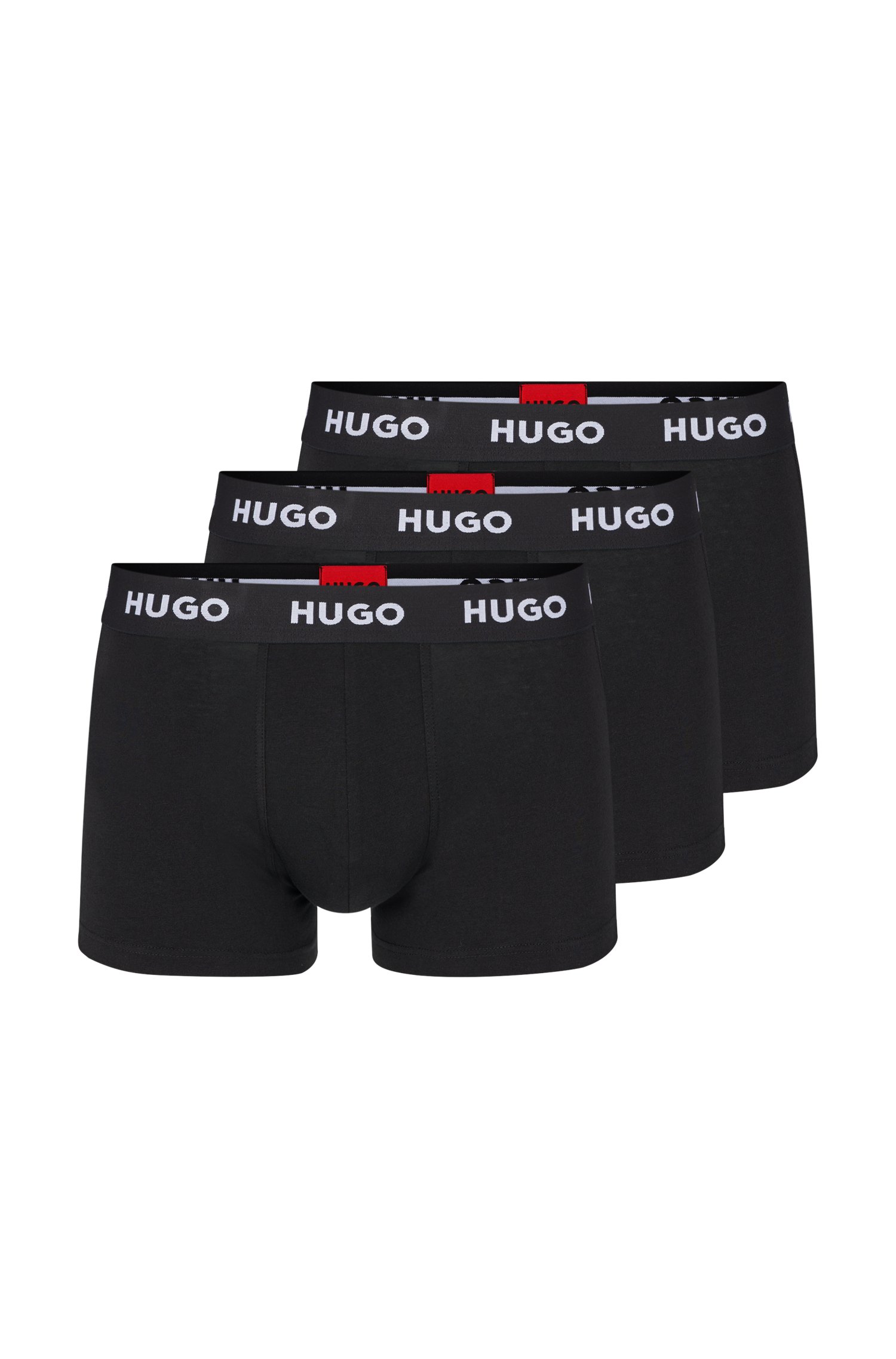 Three-pack of logo-waistband trunks stretch cotton