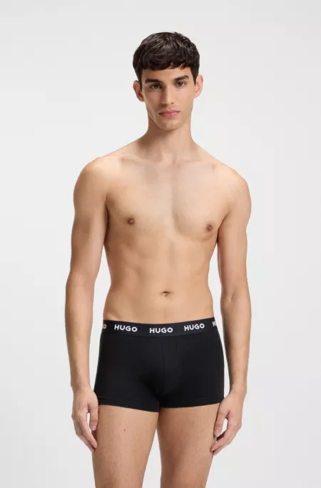 Three-pack of stretch-cotton trunks with logo waistbands