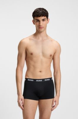 Paquete de tres calzoncillos de algod&oacute;n el&aacute;stico con logos en la cintura, Negro