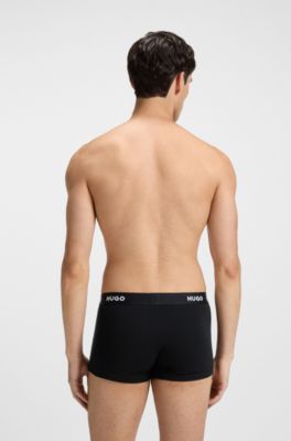 Three-pack of stretch-cotton trunks with logo waistbands, Black