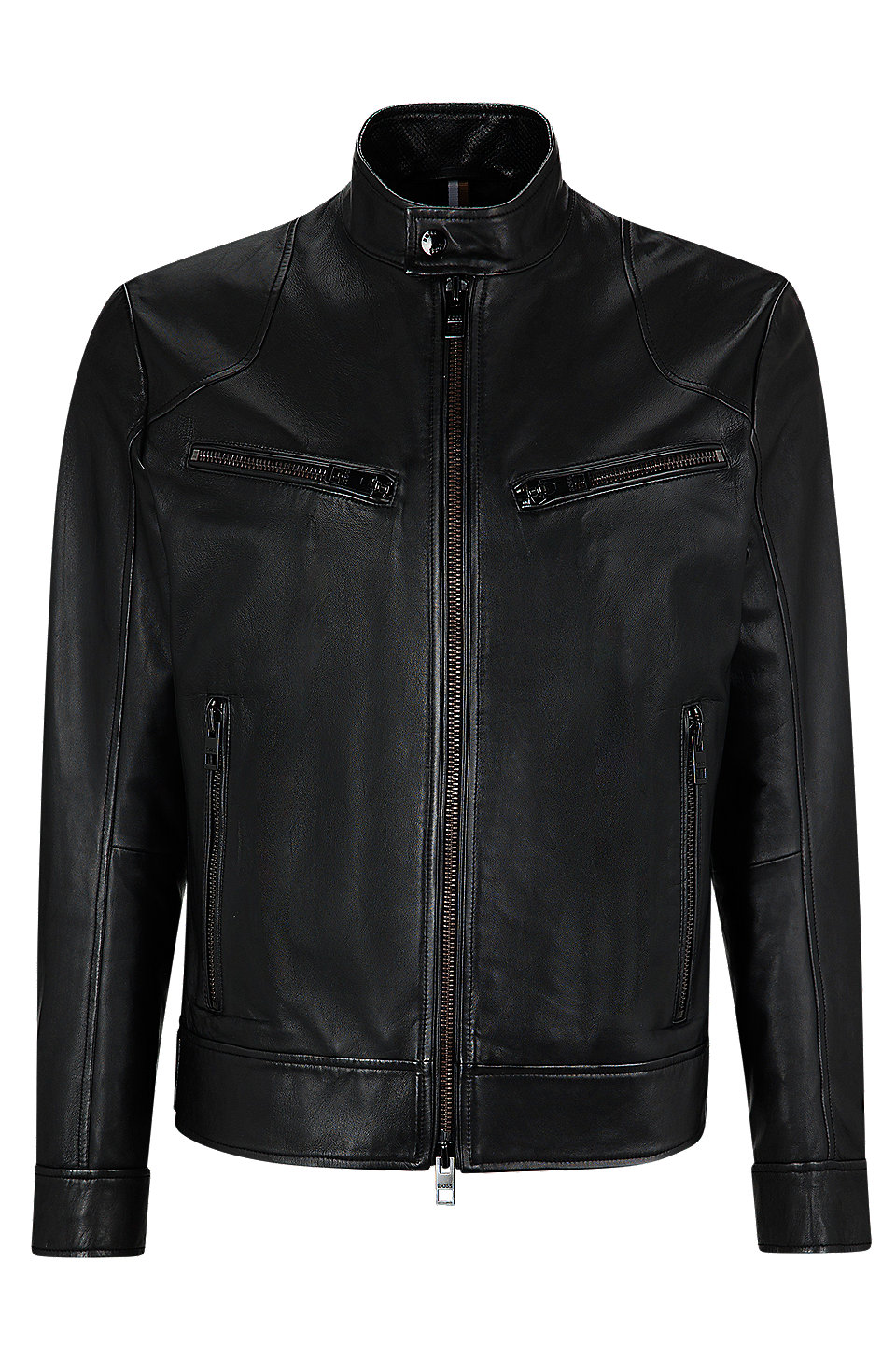 BOSS - Slim-fit jacket in Olivenleder® with zipped pockets