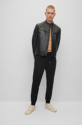 BOSS - Slim-fit jacket in Olivenleder® with zipped pockets