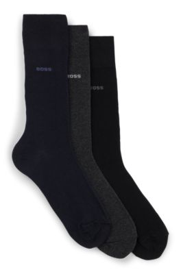 Shop Hugo Boss Three-pack Of Regular-length Socks In Stretch Fabric In Patterned