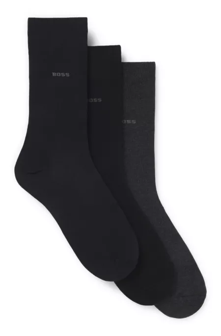 Three-pack of cotton-blend socks in a regular length