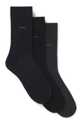 Three-pack of cotton-blend socks in a regular length, Patterned