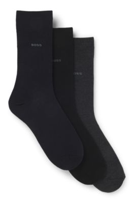 Three-pack of cotton-blend socks in a regular length, Patterned